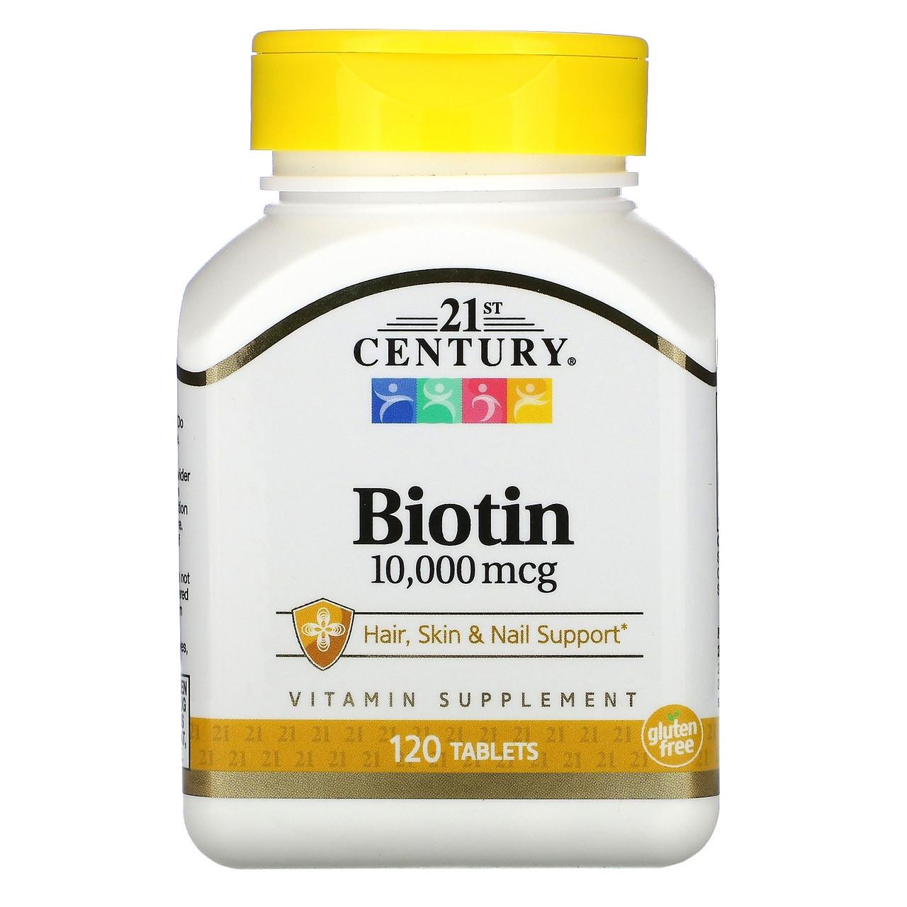 Біотин 21st Century Biotin для зміцнення волосся шкіри нігтів 120 таблеток 10000 мкг