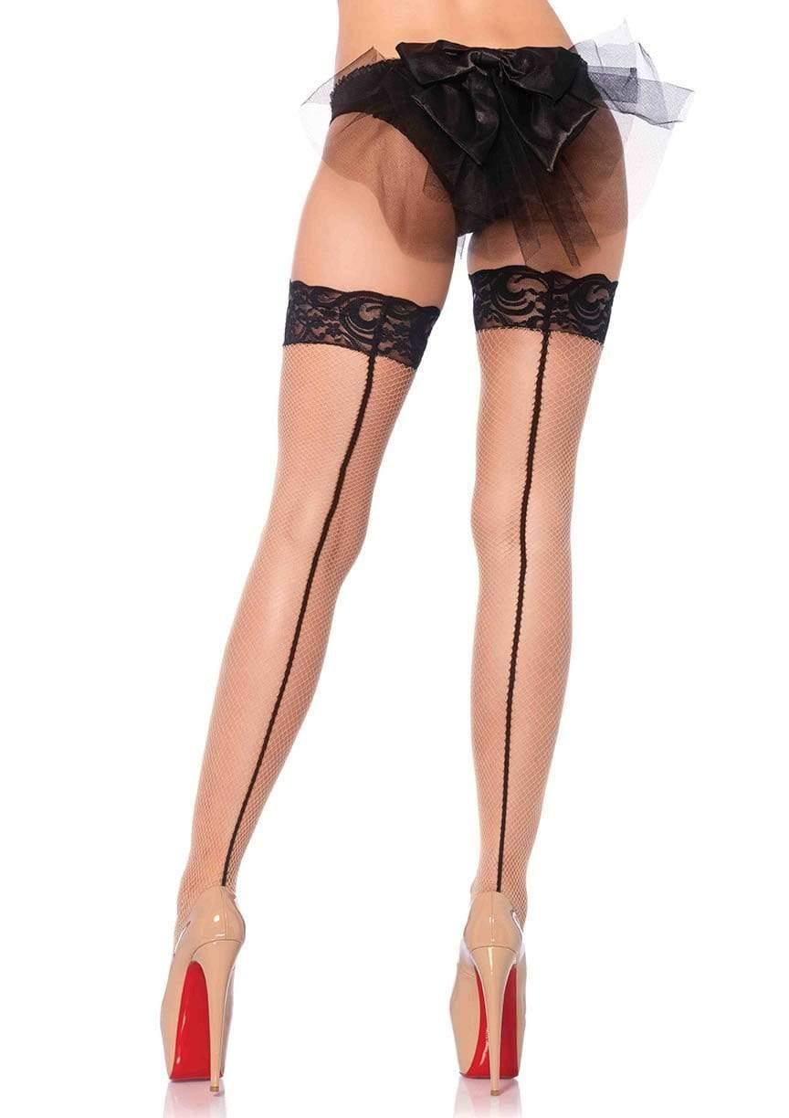 Чулки в мелкую сетку Leg Avenue O/S с контрастным швом Black Чулки в мелкую сетку Leg Avenue O/S с контрастным швом Black