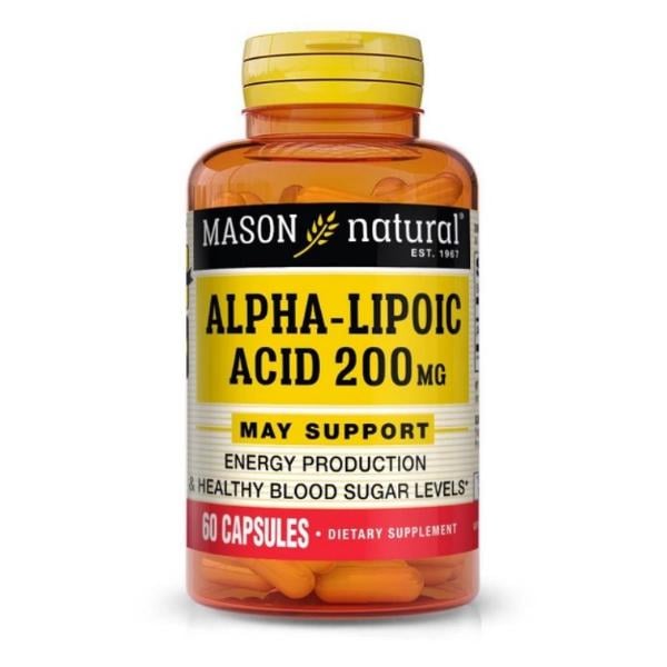 Натуральная добавка с альфа-липоевой кислотой Mason Natural Alpha-Lipoic Acid 200 мг 60 капс. (000021066)