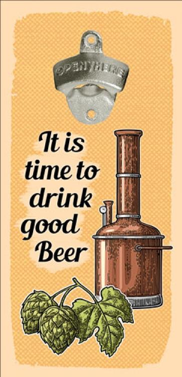 Открывалка для бутылок настенная It is time to drink good beer 32х15 см Orange (124738)