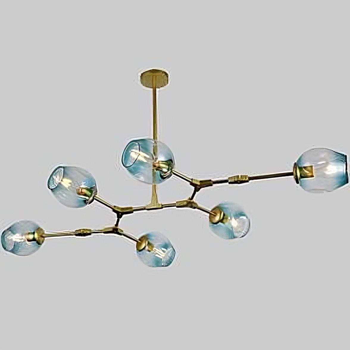 Люстра на 6 блакитних молекул Золотий (52-L7731-6 GD+BL) Люстра на 6 блакитних молекул Золотий (52-L7731-6 GD+BL)