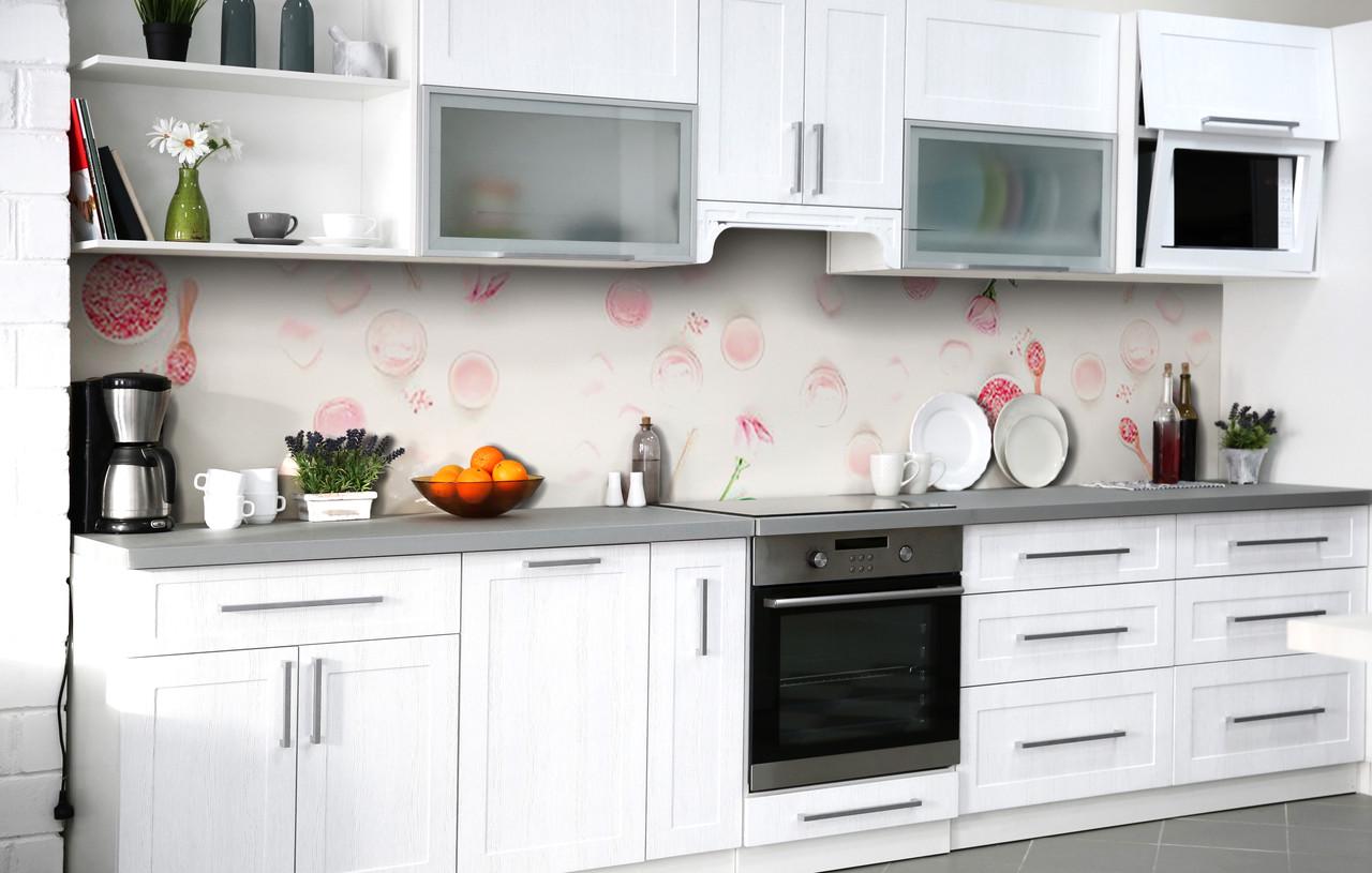 Кухонный фартук Суфле из розы/Лепестки виниловый самоклеющийся 600х3000мм Розовый