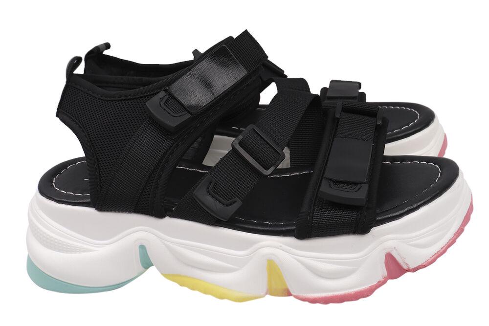 Босоножки женские AESD из текстиля на платформе с открытой пятой р. 40 Черный (4-21LBS)