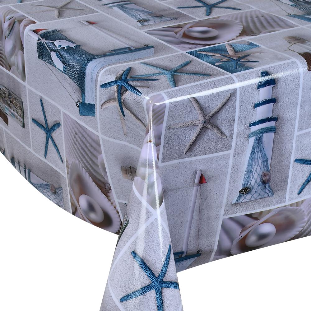 Клейонка Stenson Glossy Морський принт 1,37x20 м Різнокольоровий (MA-5296)