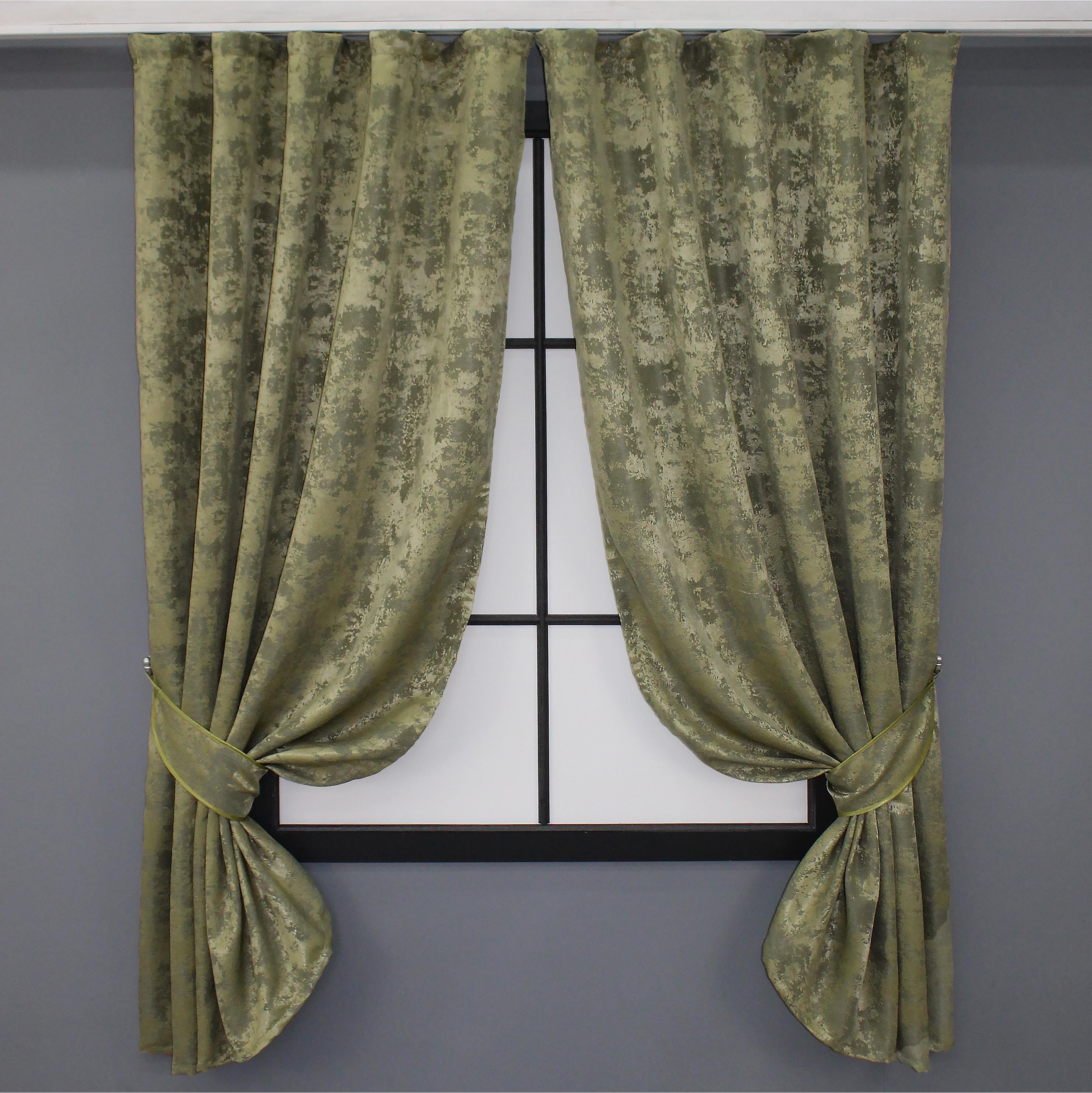 Комплект штор коротких VR-Textil Жаккард Sultan YL №1213ш 2 шт. 130х170 см Оливковый (35-0053)