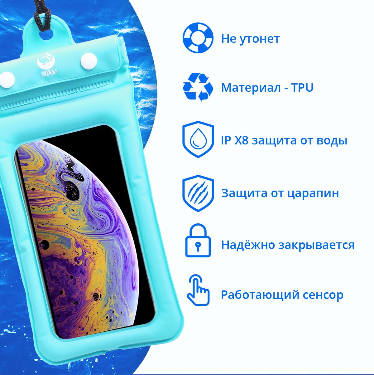 Водонепроницаемый чехол для телефона Vela Sport 2.0 6,6 дюймов Бирюзовый (00460) - фото 3