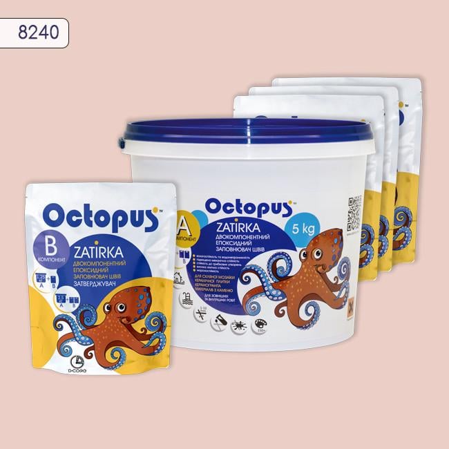 Фуга двухкомпонентная эпоксидная для плитки и мозаики Octopus 5 кг 8240 - фото 1