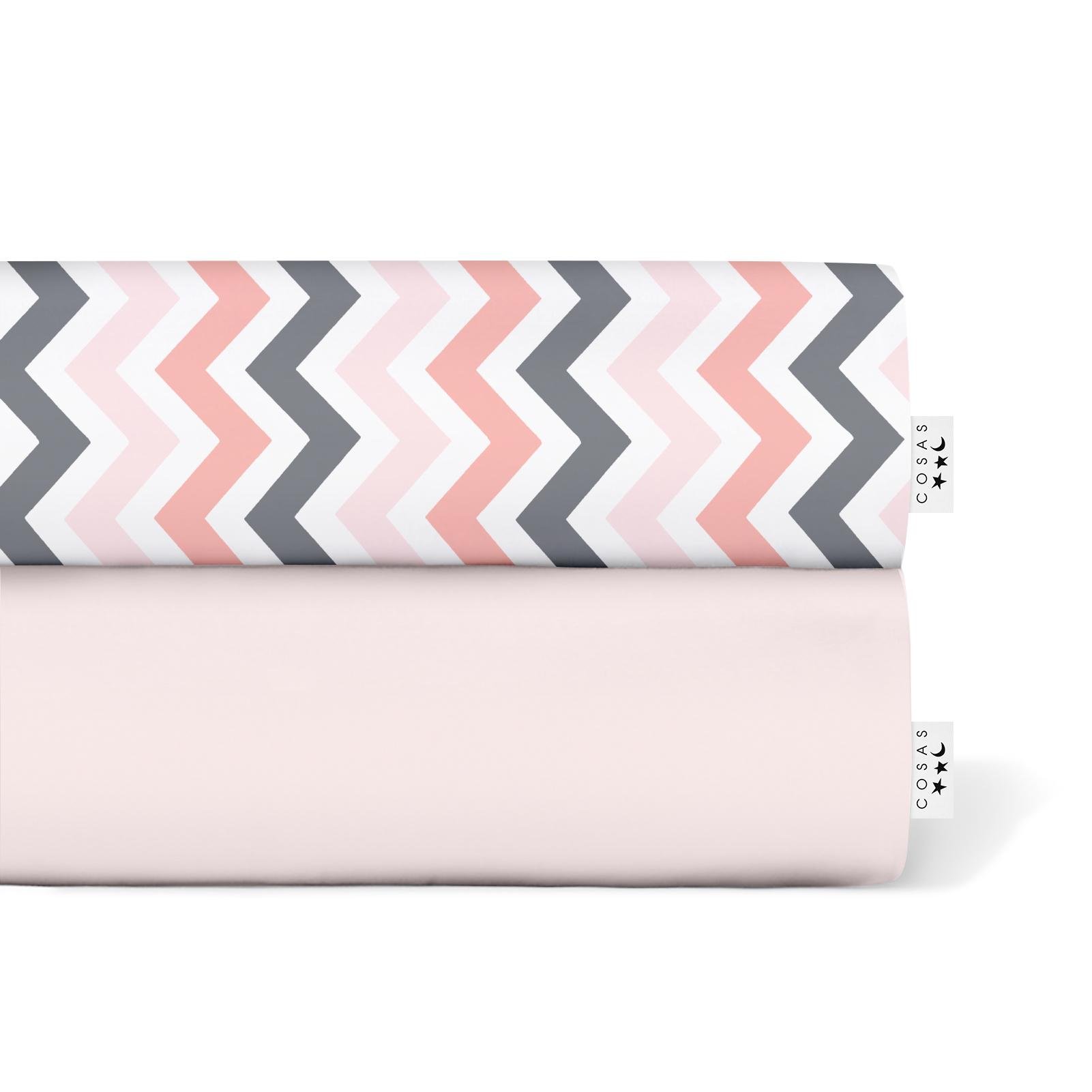 Набір дитячих простирадл COSAS на резинці Rose/Zigzag grey rose (4822052056820)