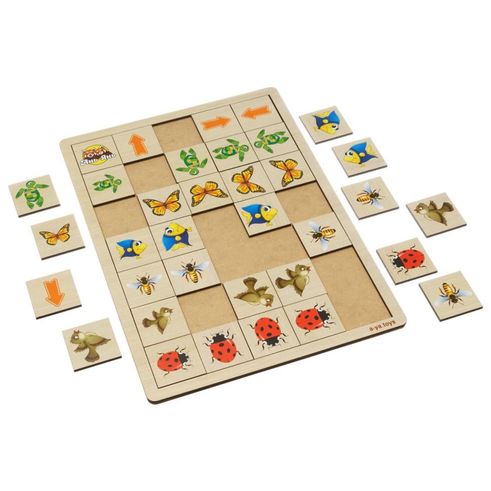 Пазлы деревянные Ubumblebees Укажите направление 2 пазл-сортер 33х24 см (ID-180-D-39)