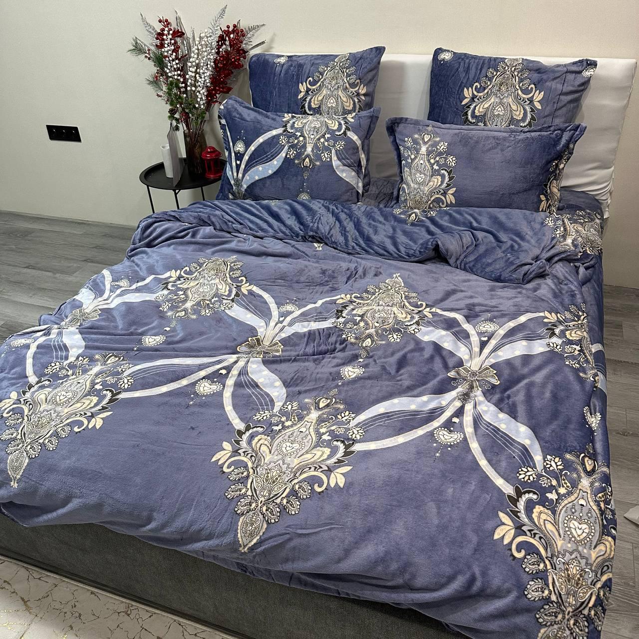 Комплект постільної білизни велюровий з малюнком з 4 наволочками євро 200x230 см Лавандовий (29225205) - фото 8 Комплект постільної білизни велюровий з малюнком з 4 наволочками євро 200x230 см Лавандовий (29225205) - фото 8