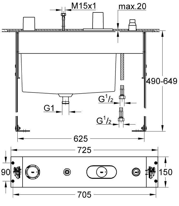 Скрытая часть для монтажа на борт ванны Grohe 34086000 (111604) - фото 2