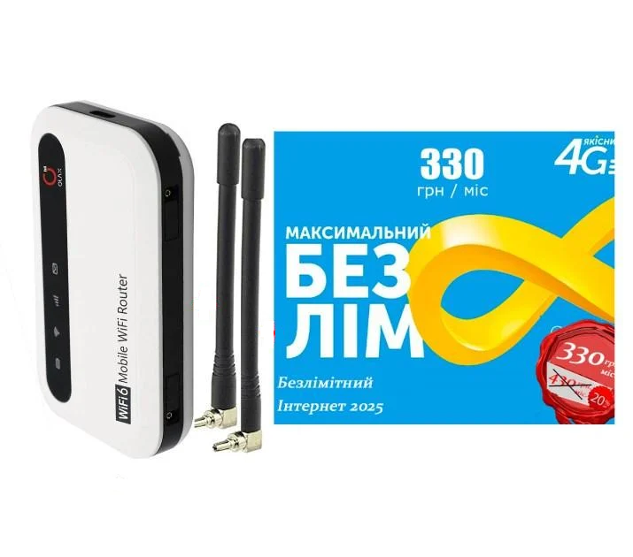 Модем-роутер мобильный 4G USB Wi-Fi 3G/4G LTE Olax MF 985 с аккумулятором 3000 мАч 2 антенны 4G LTE по 4 dBi/пакет интернет Киевстар безлимитный