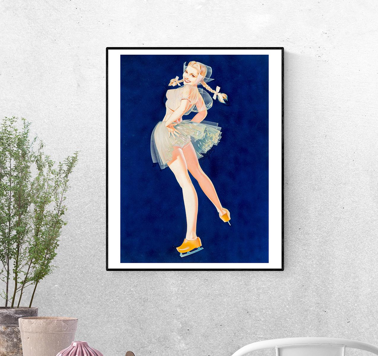 Постер Голландская девушка на льду 1948 год. Джордж Петти формат А-4 (pin_up0012012_Poster)