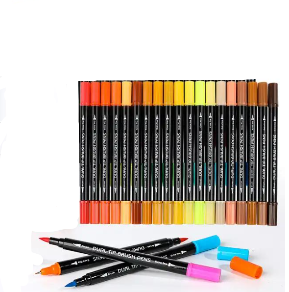 Маркеры двухсторонние акварельные для скетчинга 60 шт.