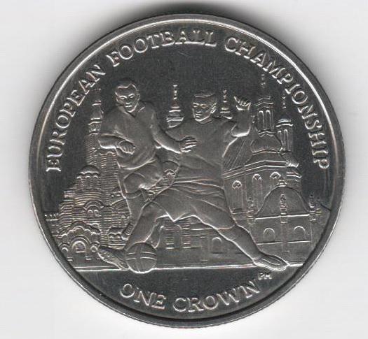 Коллекционная монета Остров Мэн 1 крона 2012 Европейский футбольный чемпионат UNC Разновидность 1 (KM#1463)