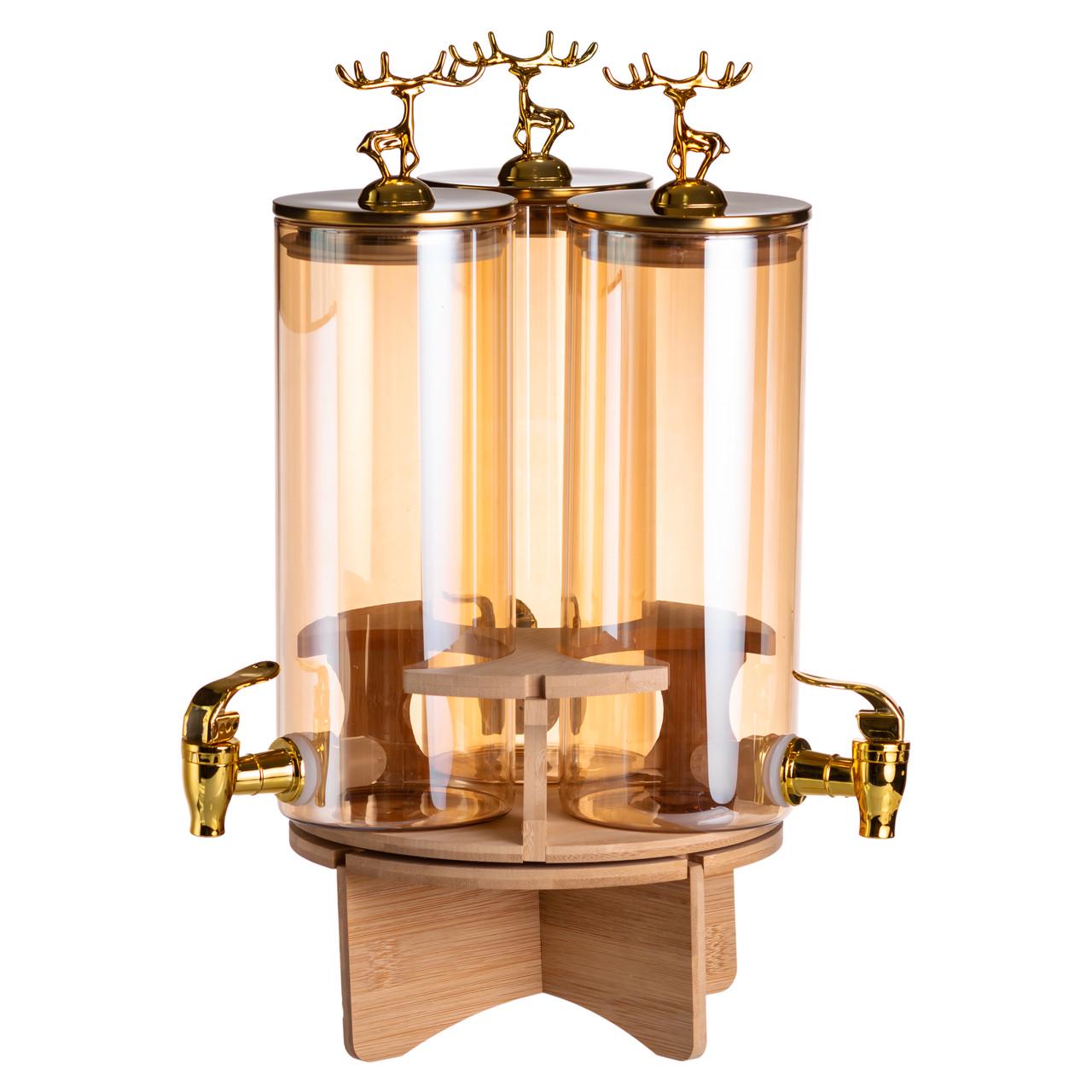 Диспенсер для напоїв потрійний на бамбуковій підставці 55 л (HP-34-28) - фото 6 Диспенсер для напоїв потрійний на бамбуковій підставці 55 л (HP-34-28) - фото 6