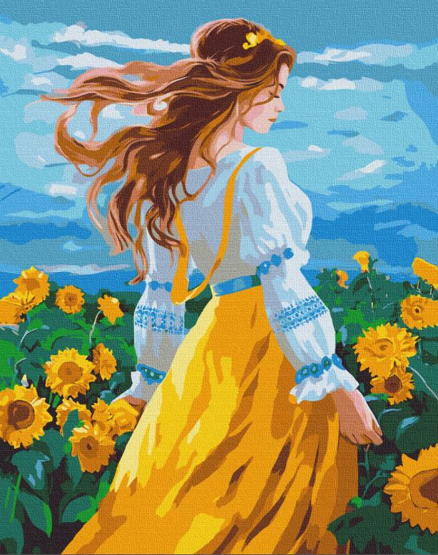 Картина по номерам Origami Девушка в поле подсолнухов 40х50 см (LW32490)