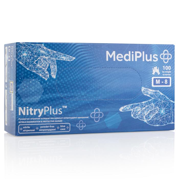 Рукавички нітрилові MEDIPLUS NitryPlus неопудрені М 100 шт. Blue (19544520) - фото 1 Рукавички нітрилові MEDIPLUS NitryPlus неопудрені М 100 шт. Blue (19544520) - фото 1