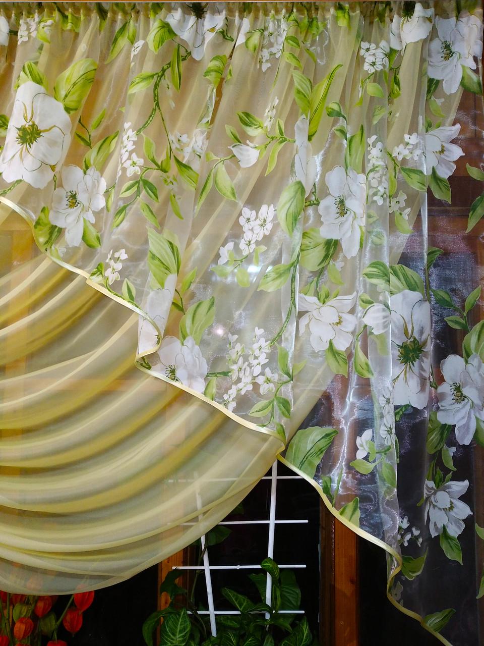 Занавеска короткая Камелия левая Лунный/Яблочный - фото 4 Занавеска короткая Камелия левая Лунный/Яблочный - фото 4