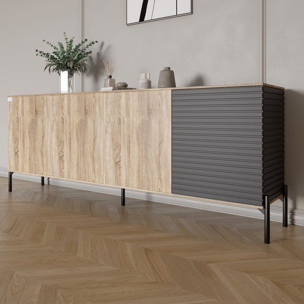 Комод Lion Грей 204x38x76,5 см Дуб Сонома/Асфальт (LION-042458)