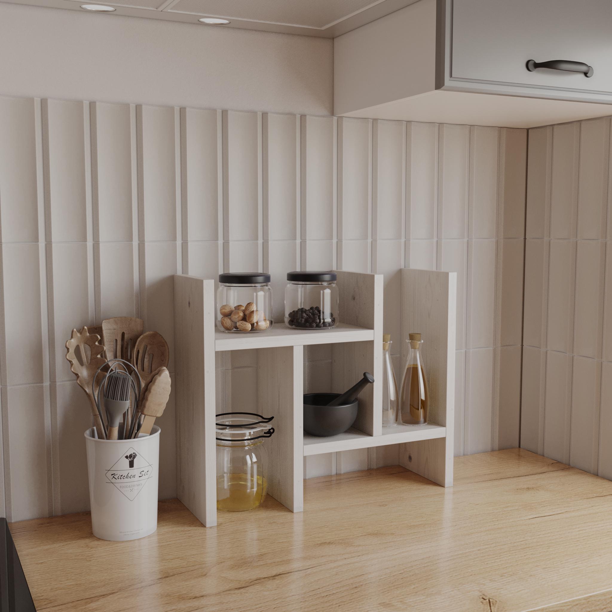 Полка-трансформер деревянная для специй 35 см Белый (OR-2wh)