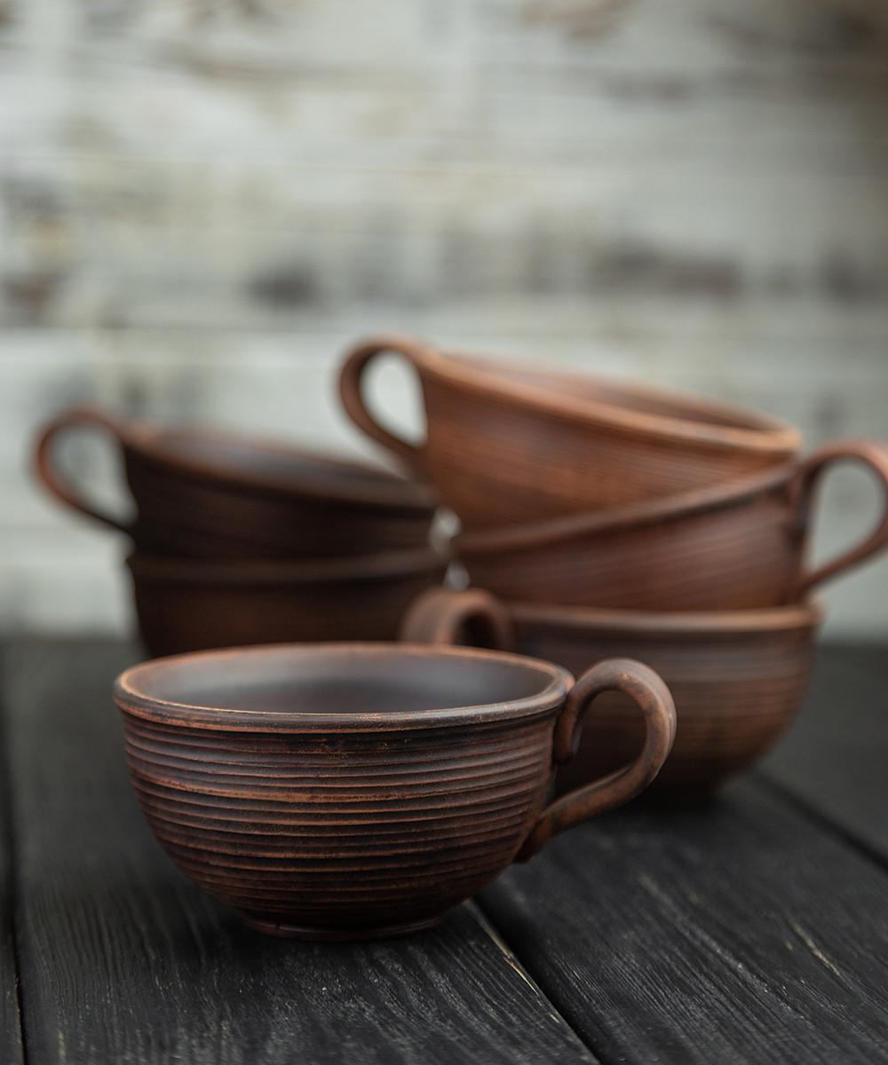 Набор чашек Винт красная глина ручная работа 200 мл 6 шт. (1370-6) - фото 5