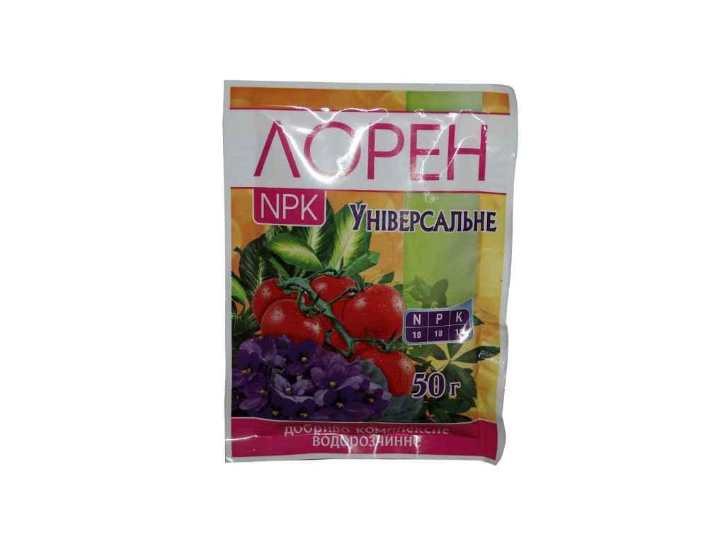 Удобрение водорастворимое сухое Лорен 50 г NPK универсальное (586707)