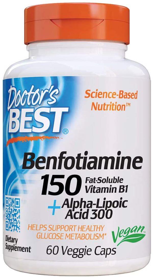 Амінокислоти Doctor's Best Benfotiamine 150 + Alpha-Lipoic Acid 300 60 veggie caps