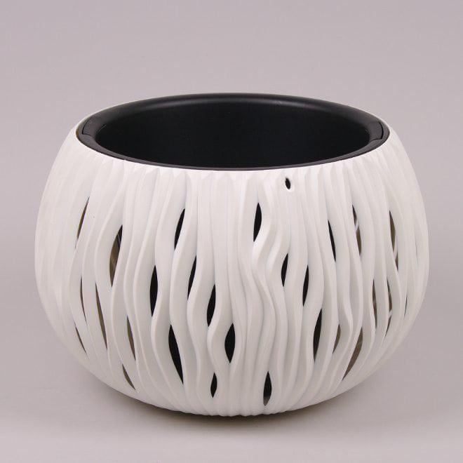 Горшок пластмассовый с вкладом Flora Sandy Bowl 18 см 91280 Белый (DR013170)