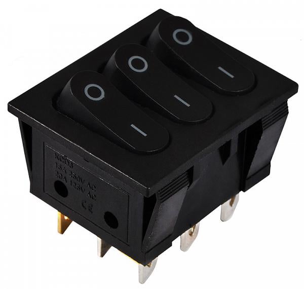 Переключатель АСКО-Укрем KCD2-3101 B/B 3 клавиши 3NO без подсветки 35 мм Черный (A0140040119)