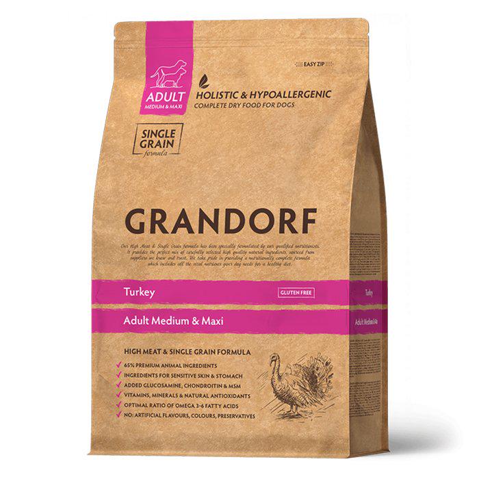 Корм сухой для собак средних и крупных пород Grandorf Dog Medium & Maxi Turkey индейка 10 кг