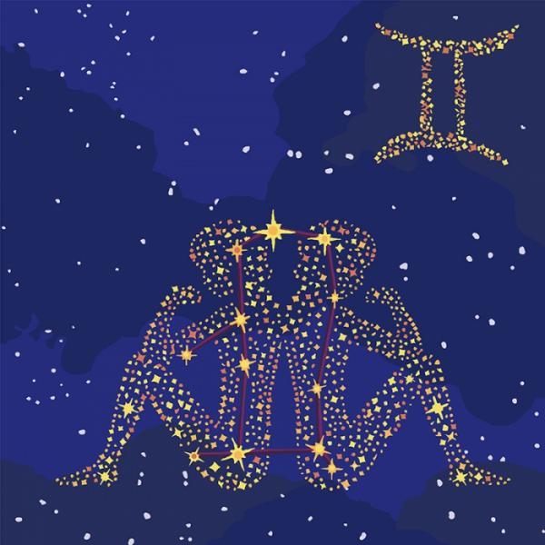 Картина по номерам Идейка Абстракция Краска металлик Знак зодиака Близнецы 50х50 см в коробке (КН9506-mt)