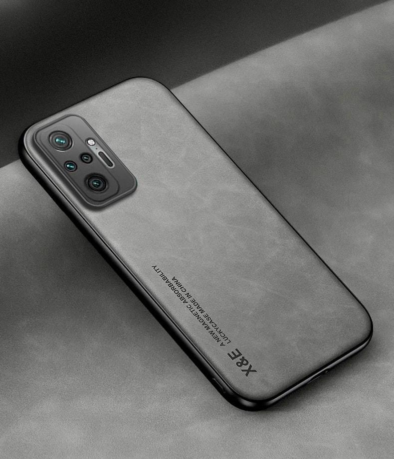 Кожаный чехол XnE Xiaomi Redmi Note 10 Pro с металлической вставкой Grey (34274-33)