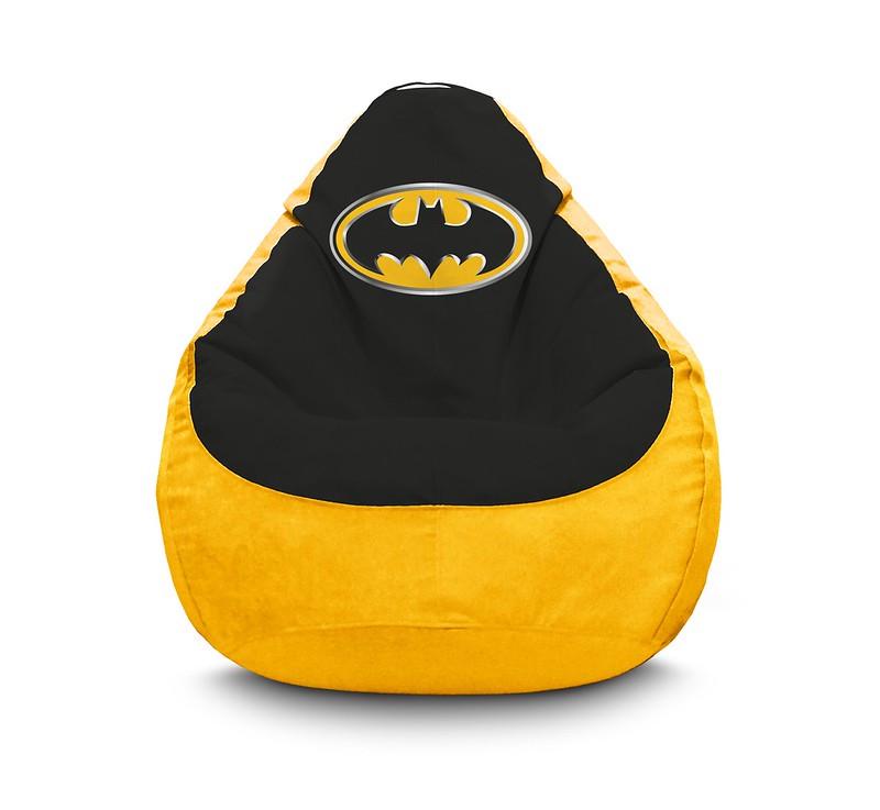 Кресло мешок iPuff Batman Black logo Флок XL 80x110 см Желтый