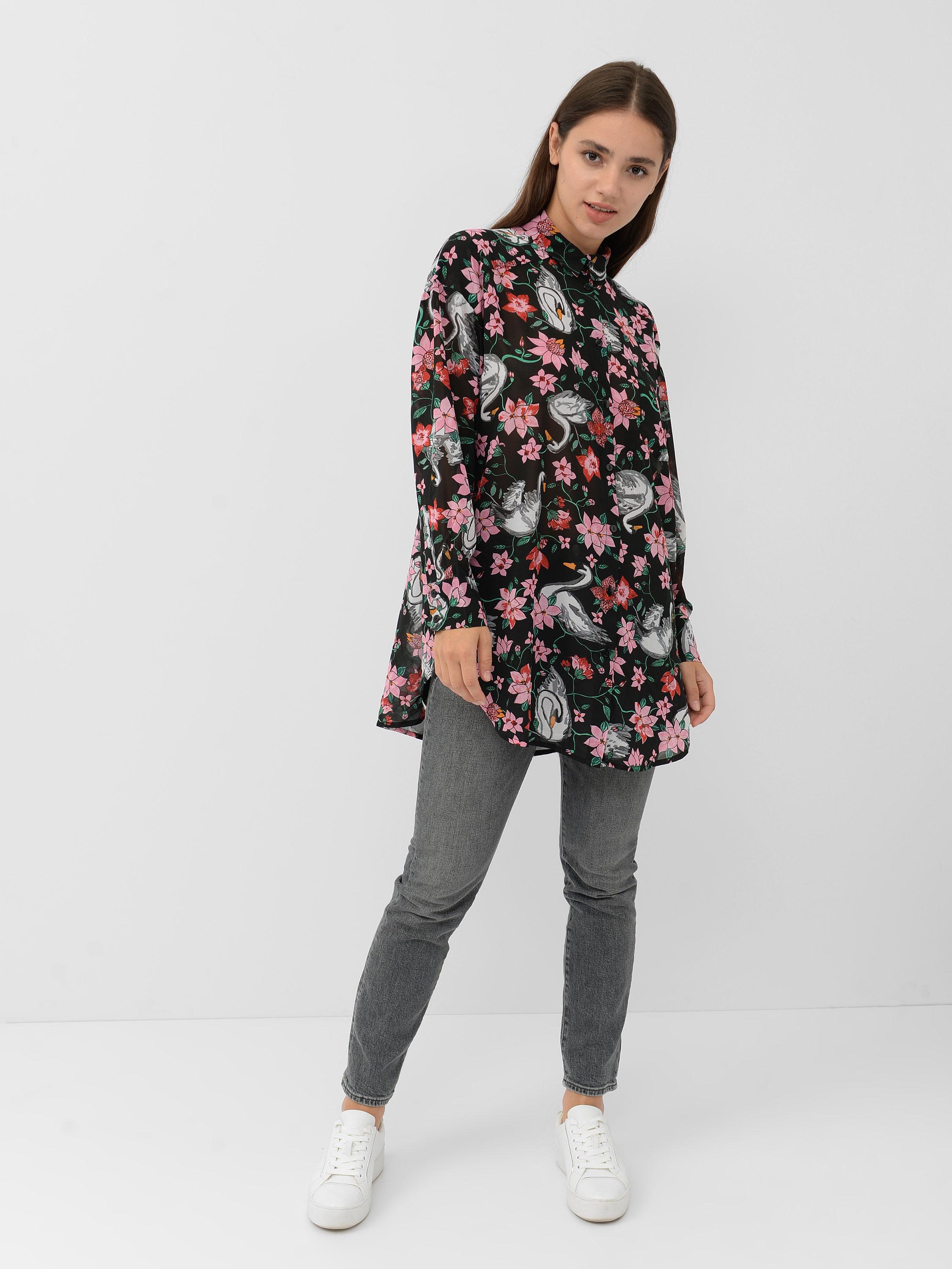 Блуза Monki Цветы S Черный (5032266) - фото 3 Блуза Monki Цветы S Черный (5032266) - фото 3
