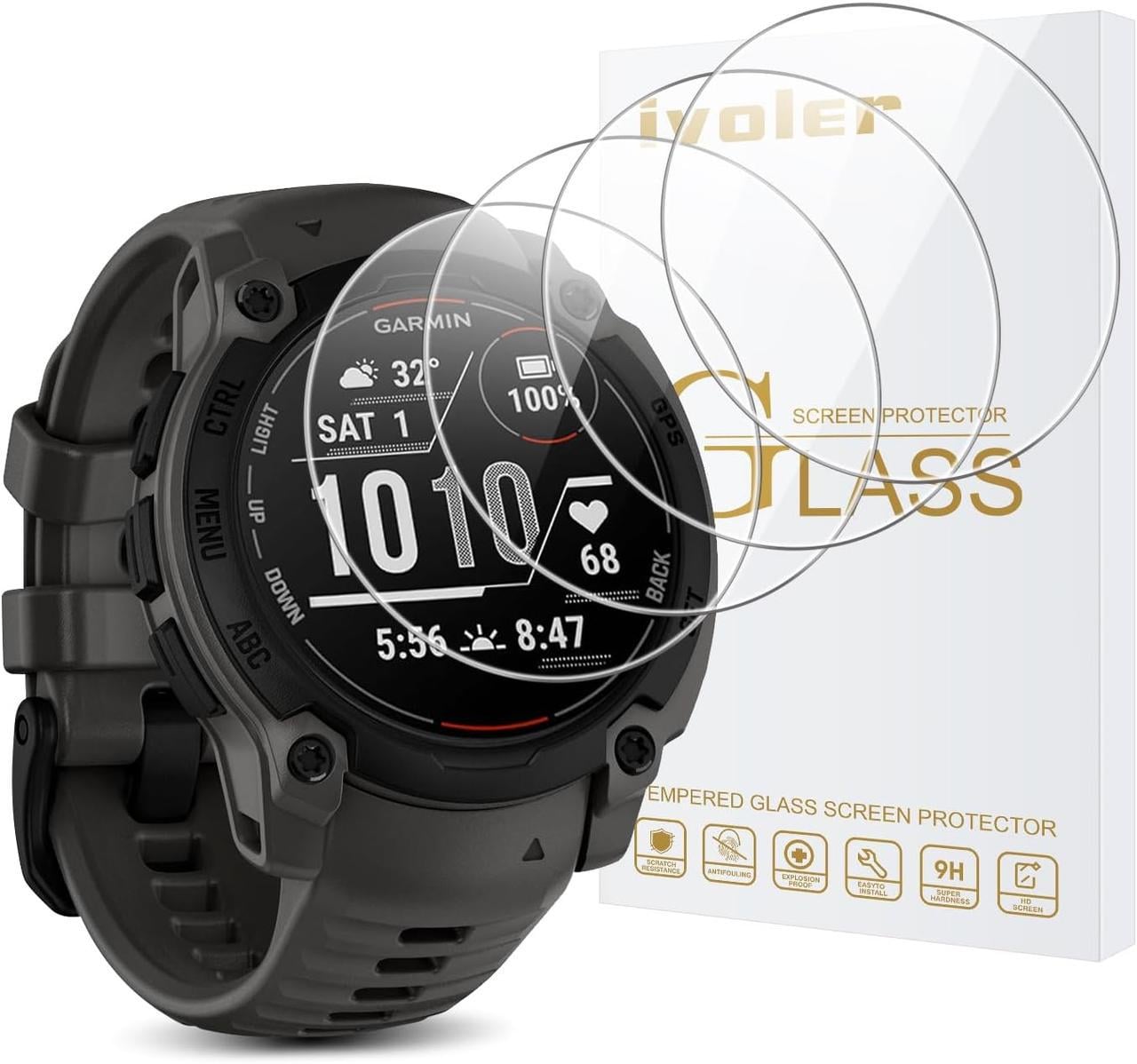 Захисне скло для годинника Garmin Instinct E ivoler загартоване 9H 4 шт. 40 мм Прозорий