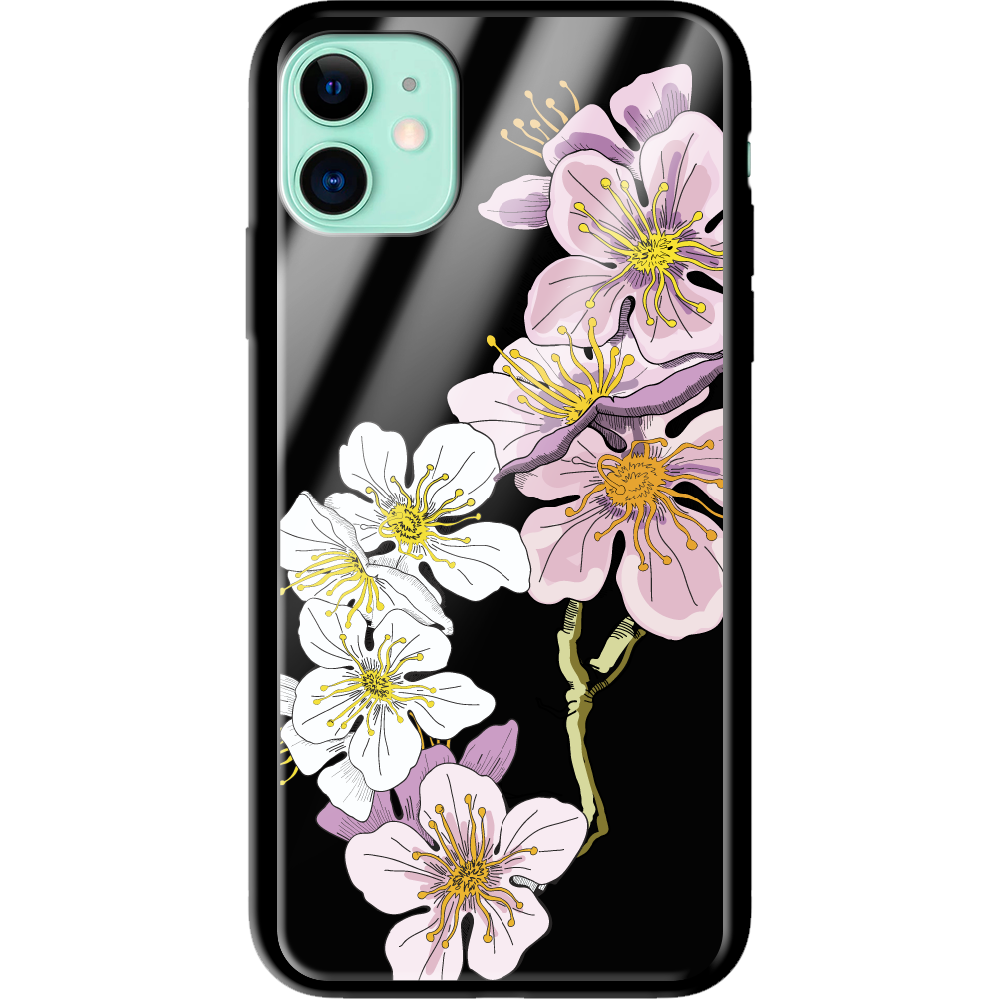 Чохол Boxface iPhone 12 mini Cherry Blossom Чорний силікон зі склом (41084-cc4-41165)