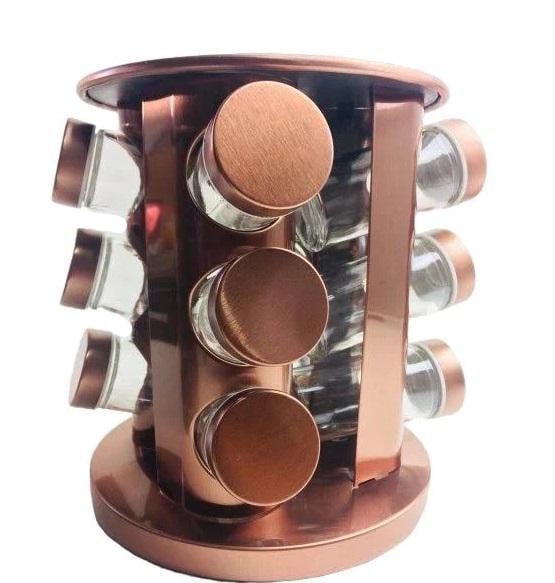 Набор для специй BN-142-9 круглая подставка 13 пр. Бронзовый (10709774)