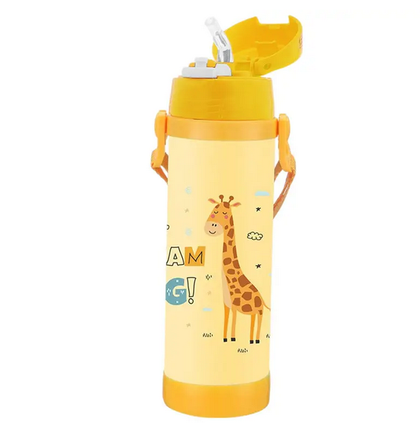 Термос детский Maestro с принтом Жирафика с силиконовой трубочкой 500 мл (MR-1640-50-D)