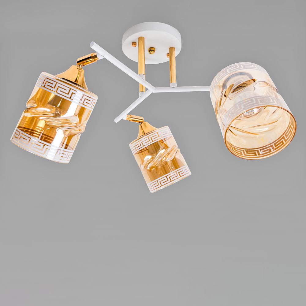 Люстра стельова Lighthouse SRS-19401/3 з візерунком Білий/Золотий/Бурштиновий