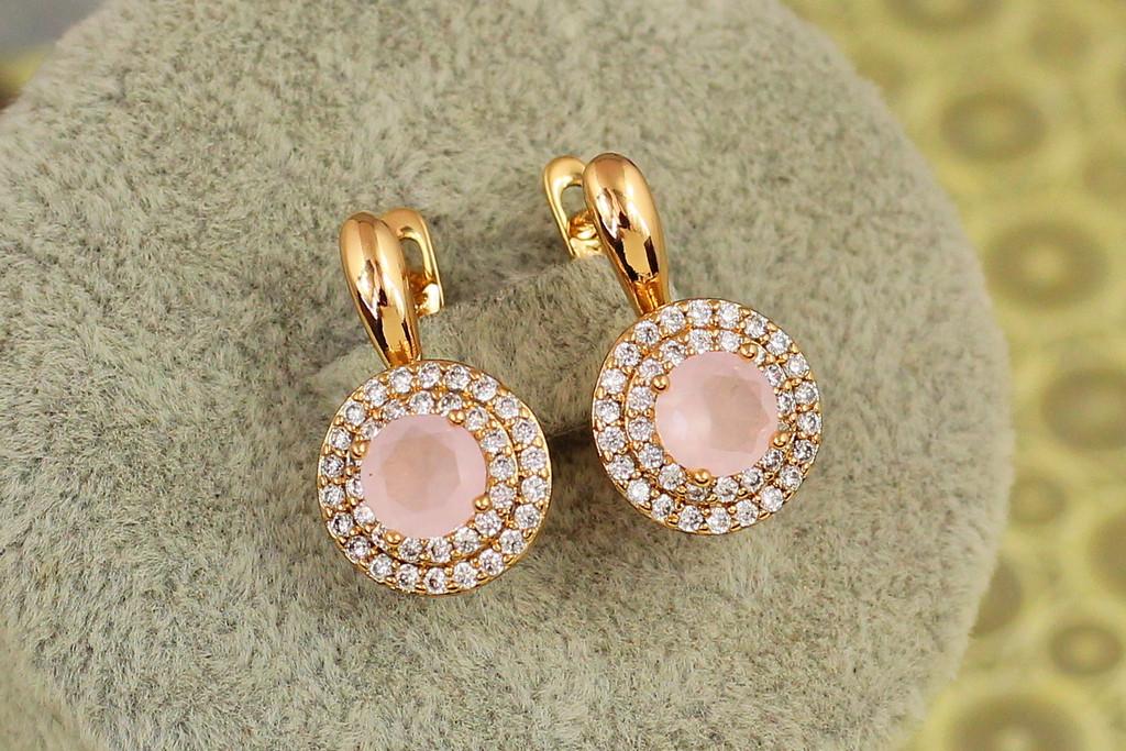 Серьги Xuping Jewelry Мечта с камнем имитация розового кварца 1,9 см Золотистый (2427000721)