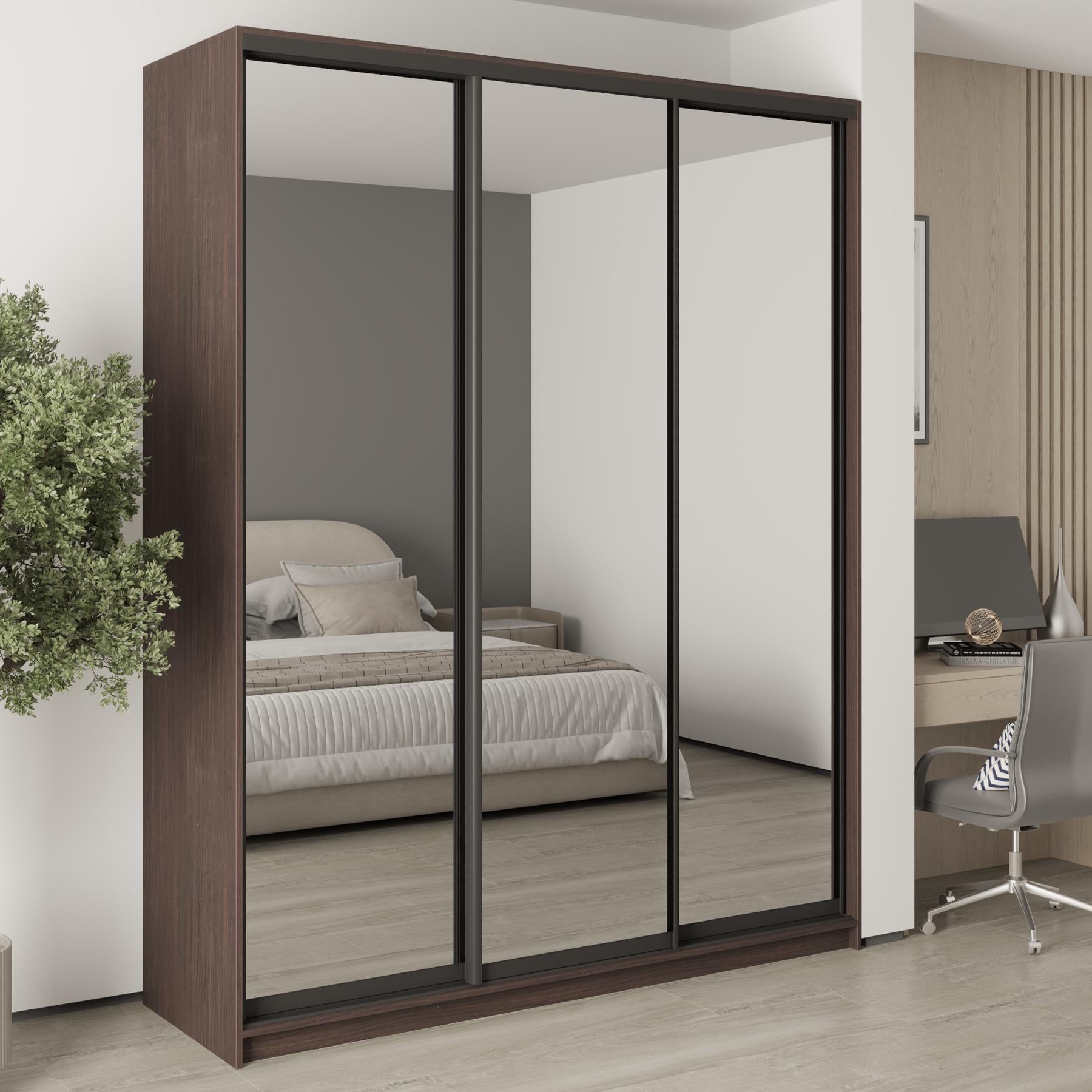 Шкаф-купе трехдверный MebelStar Комбо BG 3 зеркала 190x45x240 см Дуб ристрето (MBS-9889)