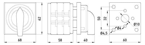 Перемикач пакетний E.NEXT LK40/3.323-ZК/45 1-0-2 3P 40A 400V (8635-200) - фото 4