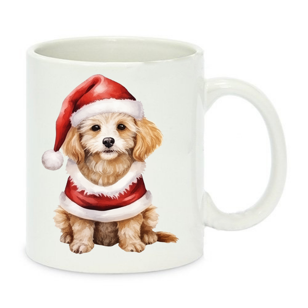 Чашка с принтом Праздничная собачка 330 мл Белый (001213)