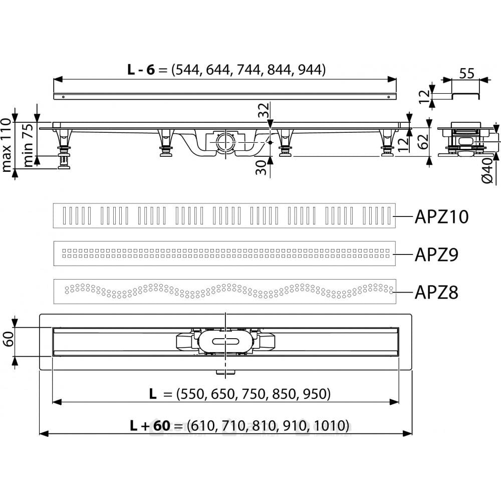 Трап для душу Alca Plast APZ9-950m із сухим затвором 950 мм (91257) - фото 4