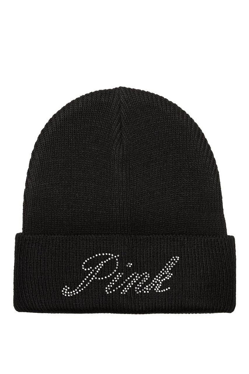 Шапка жіноча Victoria's Secret Rib Knit Beanie зі стразами Чорний (2041626026) - фото 1