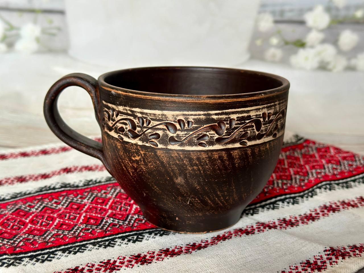 Чайная чашка ангоб из красной глины 500 мл Чайная чашка ангоб из красной глины 500 мл