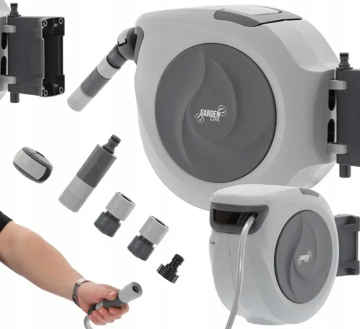 Шланг для поливу з автоматичною котушкою змотування настінною Gardena Roll-Up XL Automatic ZHO9722 20 м Сірий - фото 2 Шланг для поливу з автоматичною котушкою змотування настінною Gardena Roll-Up XL Automatic ZHO9722 20 м Сірий - фото 2