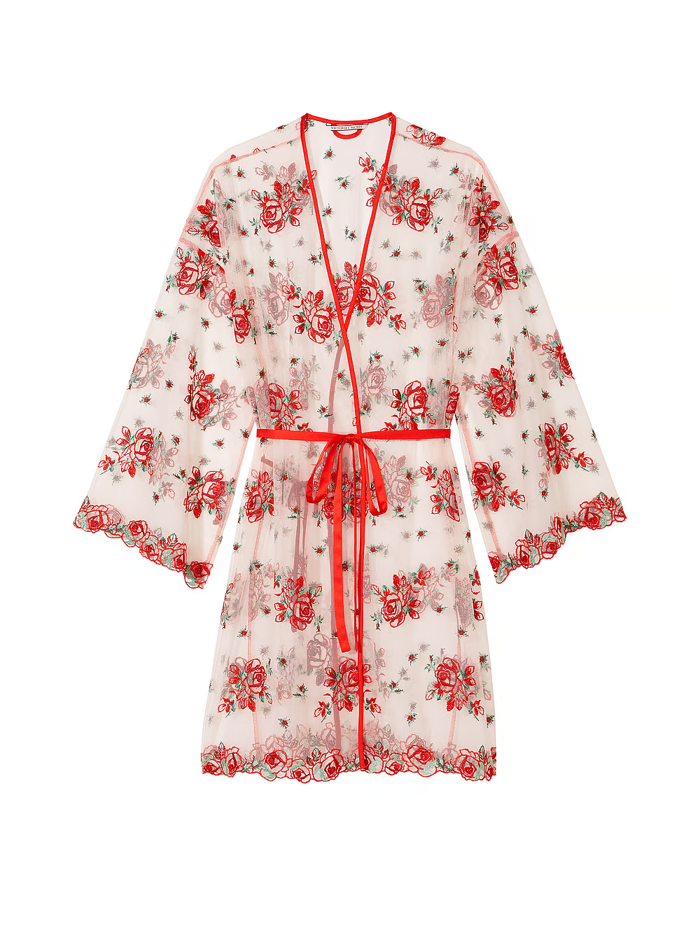 Халат жіночий Victoria's Secret Floral Embroidery Sheer Mesh Robe мереживний у квіти M/L Бежевий (21175921) - фото 3