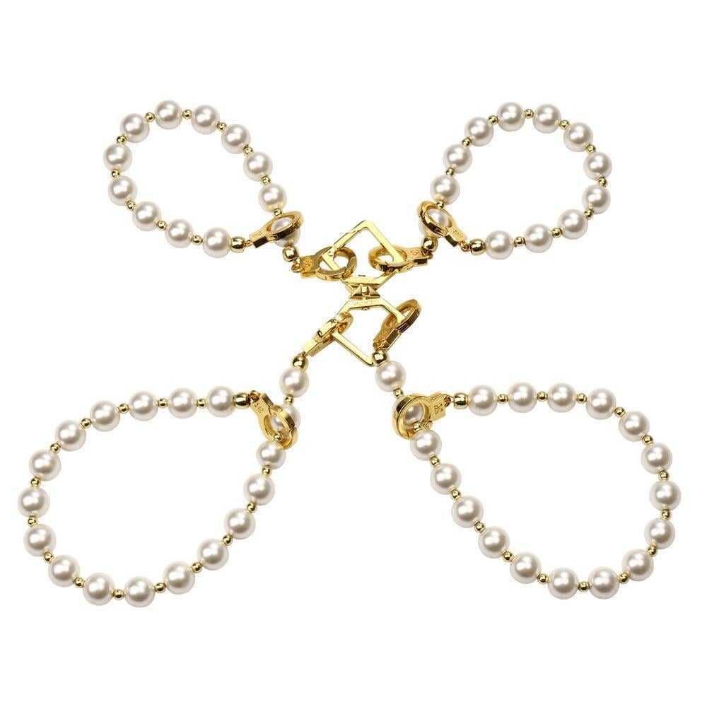Фиксаторы для рук и ног жемчужные LOCKINK Pearl Handcuffs & Arklecuffs Золотистый (2395659000)